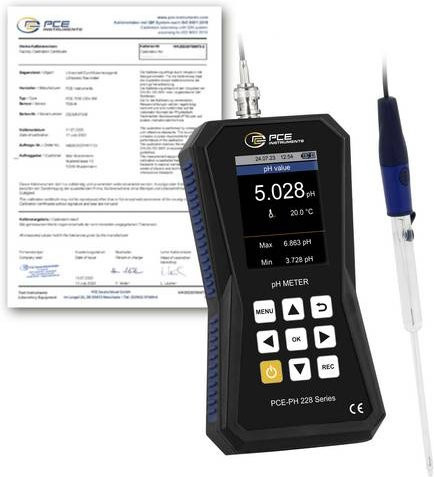 PCE Instruments Hochpräzises pH-Messgerät PCE-PH 228LAB-ME3-ICA in Schwarz mit 3mm Mikrospitze pH-Elektrode und ISO-Zertifikat - Bild 1