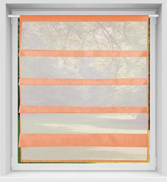 Bestlivings Bistrogardine Sky in Orange mit Raffoptik und Stangendurchzug, B: 90 cm, H: 110 cm - Bild 1
