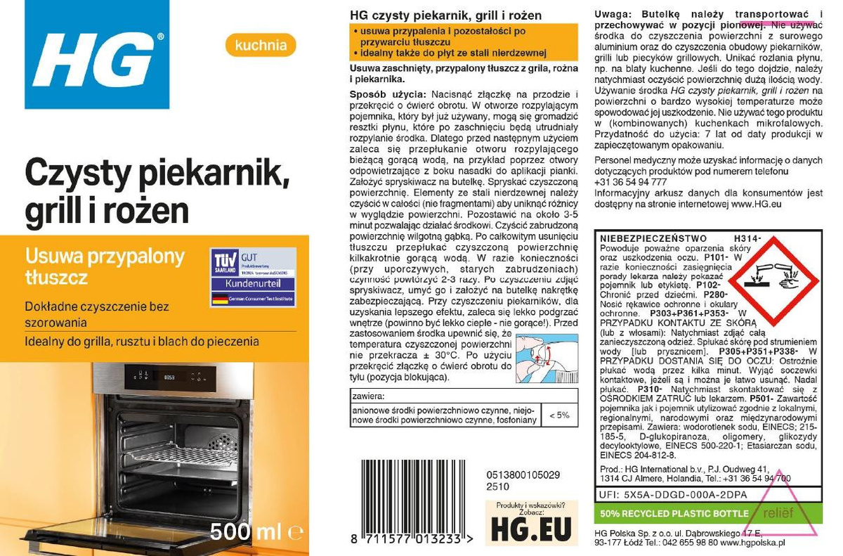 HG Reiner Grill Professionelles Reinigungsfluid für Grill und Backofen, 500 ml - Bild 2