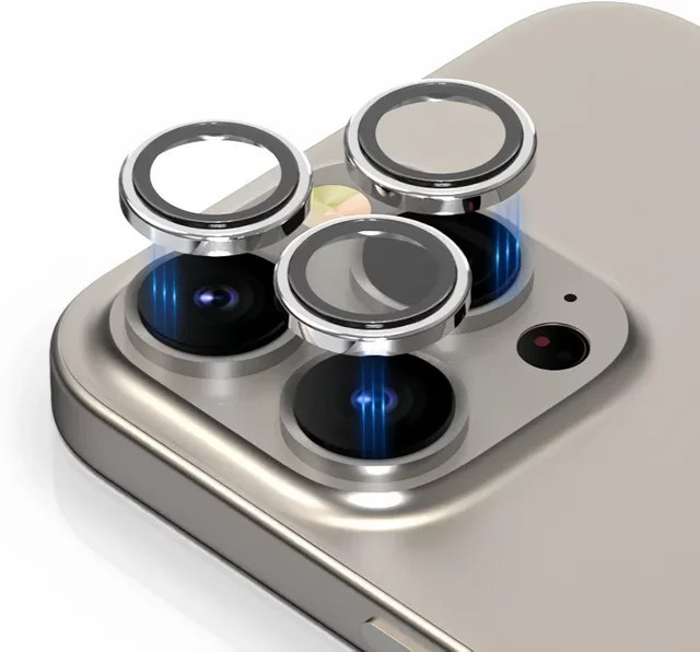 Abnehmbarer AR+AF Kameraobjektivring aus Glas für iPhone 17 16 Pro Max 17 Air in Silber als Metall-Objektivschutz und Objektivabdeckung - Bild 1