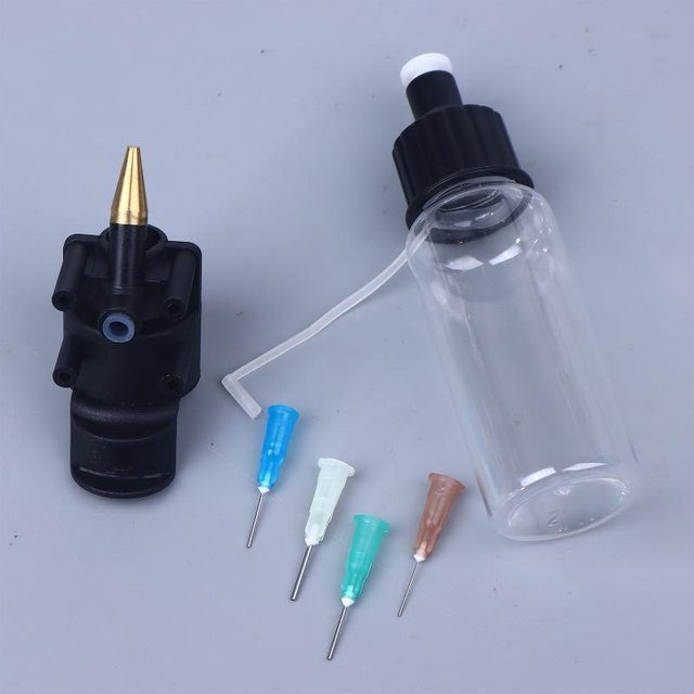 Airbrush-Set in Multicolour mit 50ml Spezialflasche und Einwegdüsen in 0,2mm, 0,3mm, 0,5mm und 0,8mm für ein reinigungsfreies Sprühmodul - Bild 1