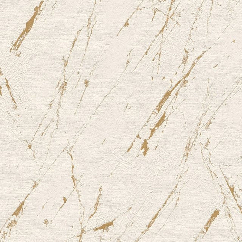 Profhome Vliestapete in Marmoroptik mit Stein-Kacheln und metallischen Akzenten in Beige und Gold - Bild 1