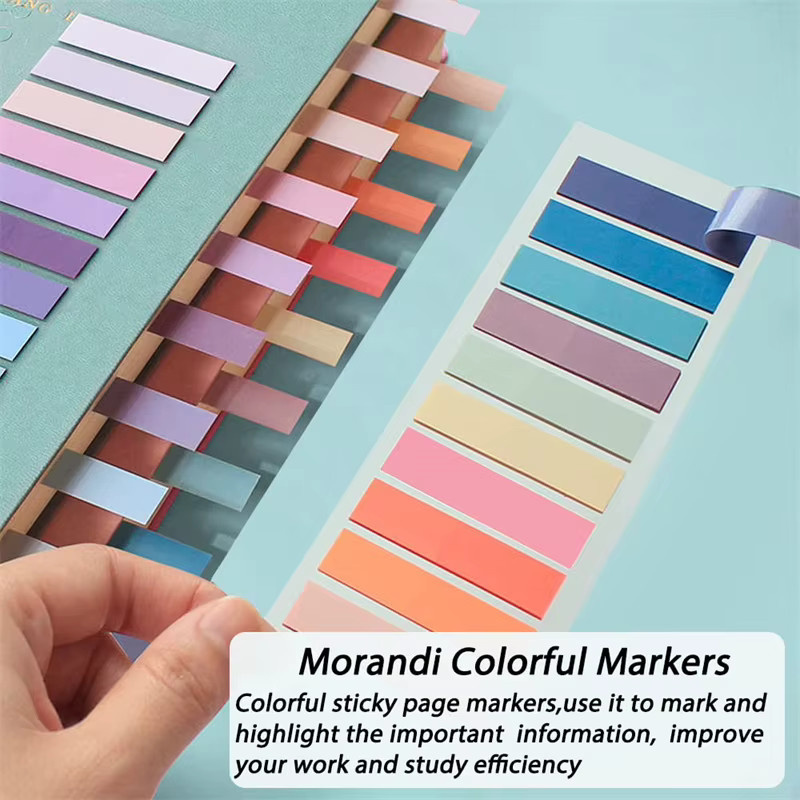 3er-Pack mit 600 Stück wiederverwendbaren Seitenmarkierungen und Haftnotizen-Etiketten in Multicolor als wasserfeste Aktenflaggen im Morandi-Design - Bild 2