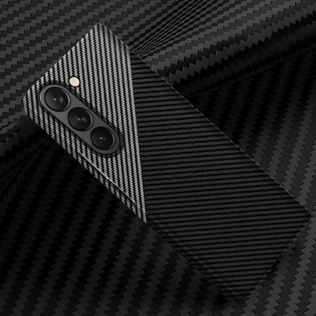 Stoßfeste Kevlar-Kohlefaser Handyhülle für Samsung Galaxy Z Fold 7 6 5 4 3 in Schwarz - Bild 1