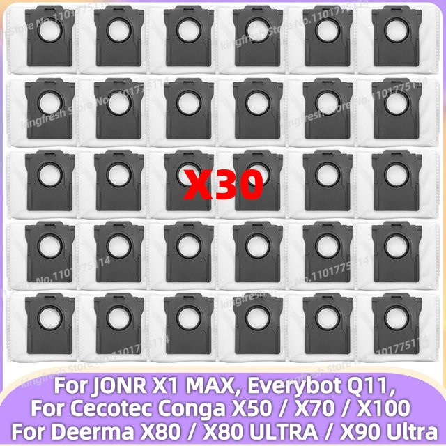 OSSIEAO Staubbeutel in Weiß für Cecotec Conga X50 X70 X100 X-Treme, JONR X1 MAX, Everybot Q11 und Deerma X80 X80 Ultra X90 Ultra Staubsauger Ersatzteile - Bild 1