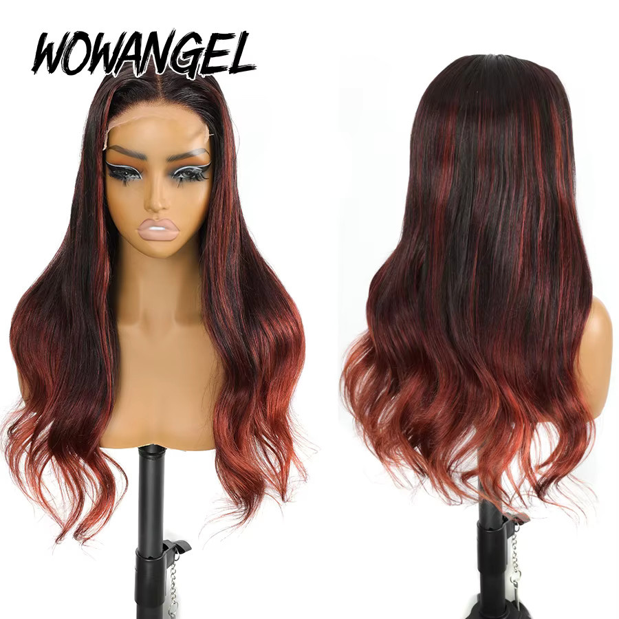 WOWANGEL Rote Ombre Echthaarperücke, 5X5 HD Lace Closure, Damen - Bild 4