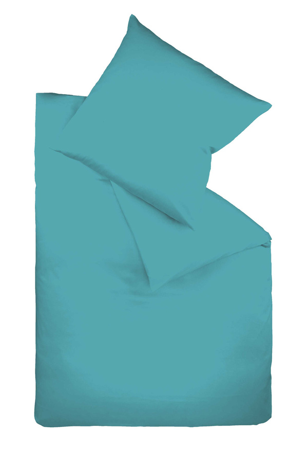 Fleuresse Bettwäsche aus Mako-Satin in Blau und Türkis mit Reißverschluss, B/T/H: 240 x 220 cm - Bild 1