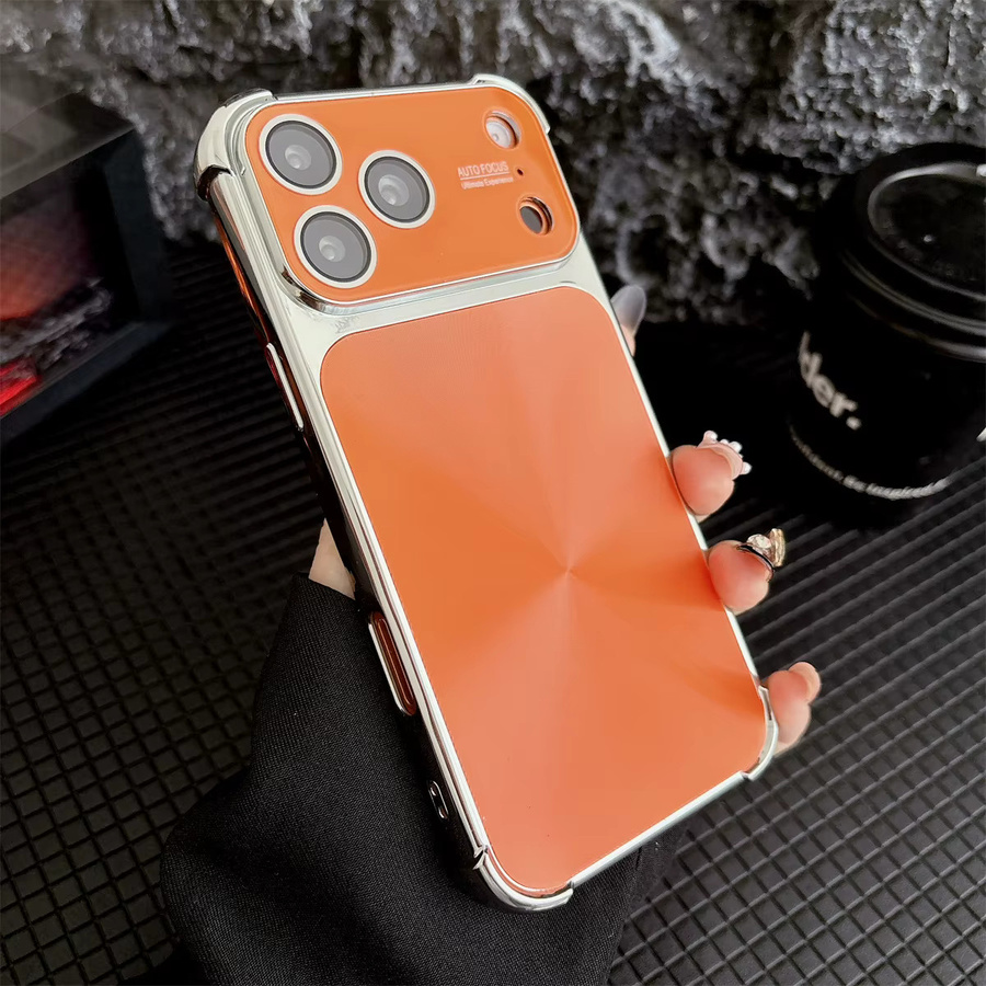 szHAIyu Glitzernde Handyhülle mit Galvanik-Viereck-Anti-Fall-Rüstung und Objektiv-Kamera-Schutz für iPhone 17 16 15 14 13 Pro Max in Schwarz und Orange - Bild 1