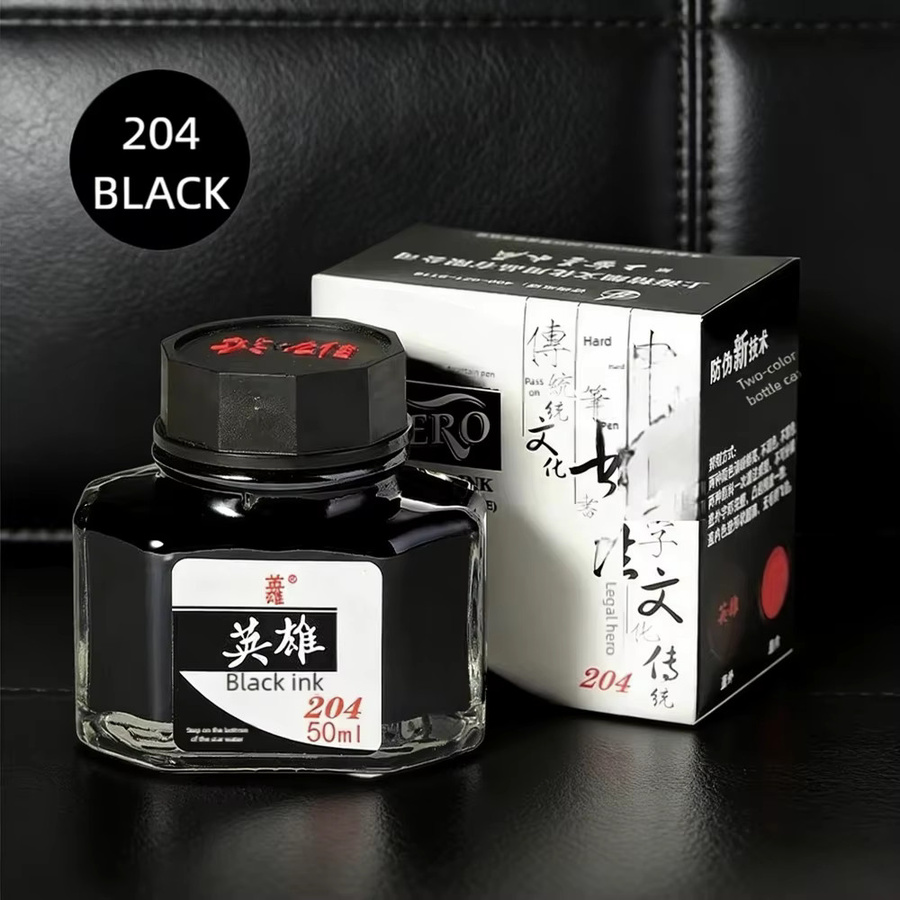 Hero 204 Tintenflasche Blau-Schwarz, 50 ml, klassische Tinte für Füllfederhalter - Bild 1