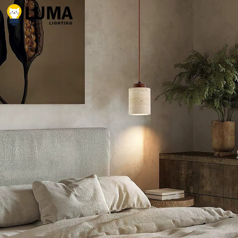 MOSA ZX Japanische Wabi-Sabi LED-Pendelleuchte aus Stein in Gelb und Beige, minimalistische Hängelampe für Schlafzimmer, Küche und Esszimmer - Bild 4