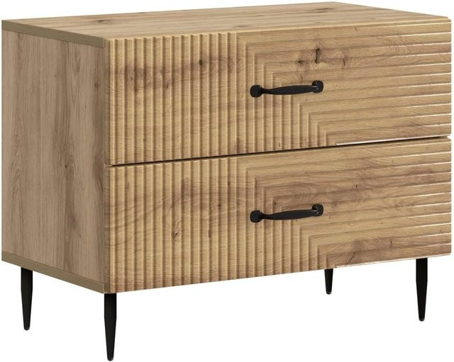 vidaXL Nachttisch Artisan-Eiche in Braun im Vintage-Stil, B/T/H: 62 x 34,5 x 47,5 cm - Bild 1