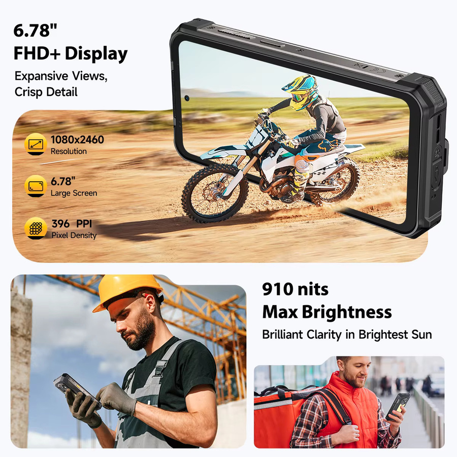 Ulefone RugKing 5 Pro Robustes Smartphone in Schwarz mit 20.000 mAh Akku, 6,78-Zoll-Display, 256 GB ROM, 16 GB RAM, Android 16 und 4G LTE - Bild 4