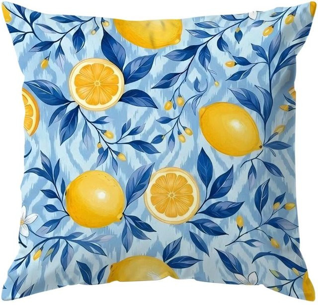 JMG Clothing Kissenbezug mit Sommer-Zitronen-Motiv in Blau, Polyester, B/H: 45 x 45 cm - Bild 1