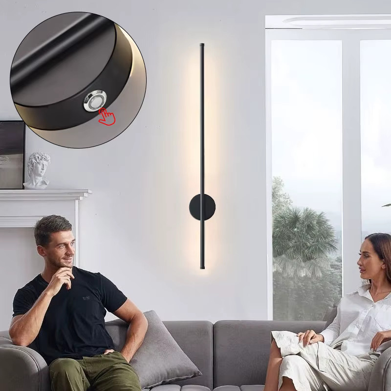 LEITELL LED-Wandleuchte mit 5200 mAh Akku, kabellose USB-Wandleuchte aus Metall, dimmbar mit Fernbedienung und Touch-Schalter, minimalistisches Design in Linear-Optik - Bild 4