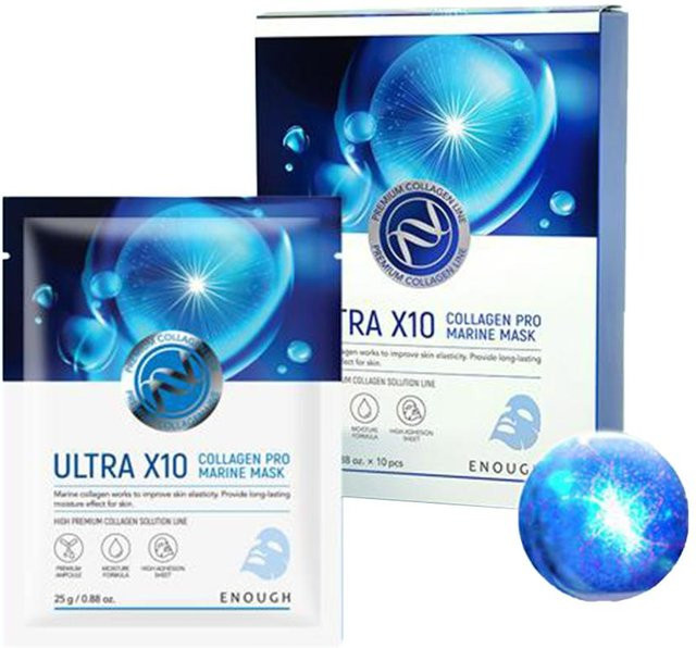 ENOUGH Ultra X10 Collagen Pro Marine Mask, 10 Stück, mit Kollagen & Peptiden - Bild 1