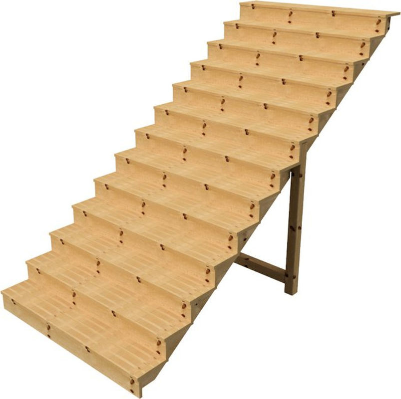 VINUOVO Holztreppe mit 13 Stufen und Setzstufen in Natur oder Grün, H: 224 cm, B: 160 cm - Bild 1
