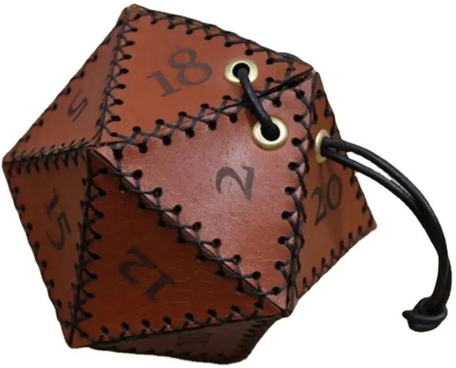 Super Six Leder D20 Würfeltasche, Kordelzugtasche, brown - Bild 1