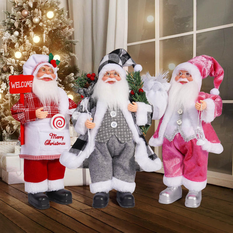 DIYelecs Weihnachtsmann Puppe als stehendes Weihnachtsornament in Rot und Mehrfarbig, Höhe: 30,48 cm - Bild 3
