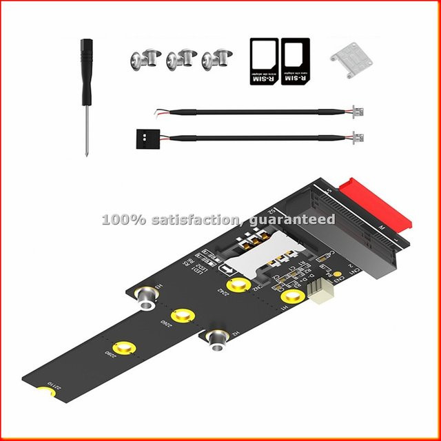 M.2 Key M zu Mini PCIe Adapter mit SIM-Kartensteckplatz für WiFi, WWAN, LTE, 3G, 4G und 5G Netzwerkmodule in Schwarz - Bild 1