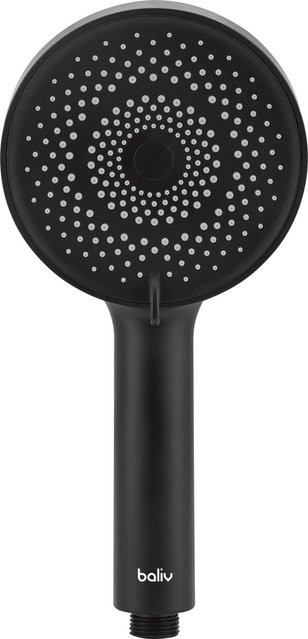 baliv Wassersparende Handbrause HBR-120.401 Rund in Schwarz Matt mit Anti-Limescale-Funktion, Durchmesser: 12,0 cm - Bild 1