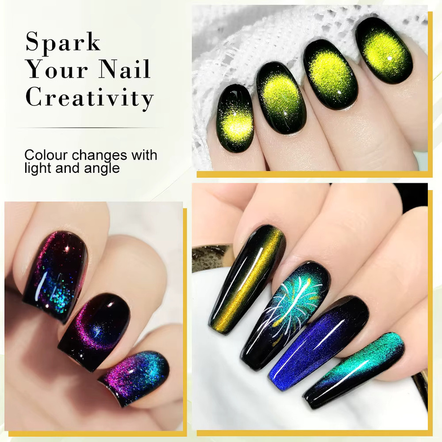 Limegirl Nagellack-Set, Rainbow Glitter Cat Eye, Schimmernd, Unisex - Bild 6