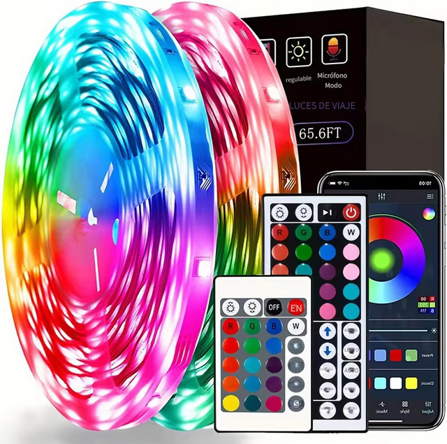 RUNTOIN RGB LED-Lichtstreifen mit APP-Steuerung, USB 5050 SMD LED-Lampenband in Multicolour für TV-Hintergrundbeleuchtung und Raumdekoration - Bild 1