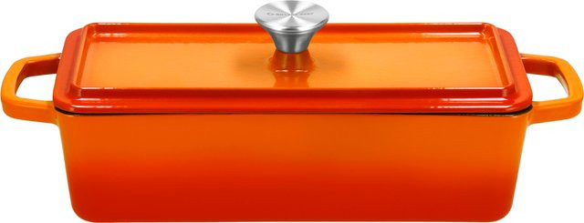 SILVERCREST® Premium-Gusseisenbrotbackform, rechteckig, Orange, emailliert - Bild 1