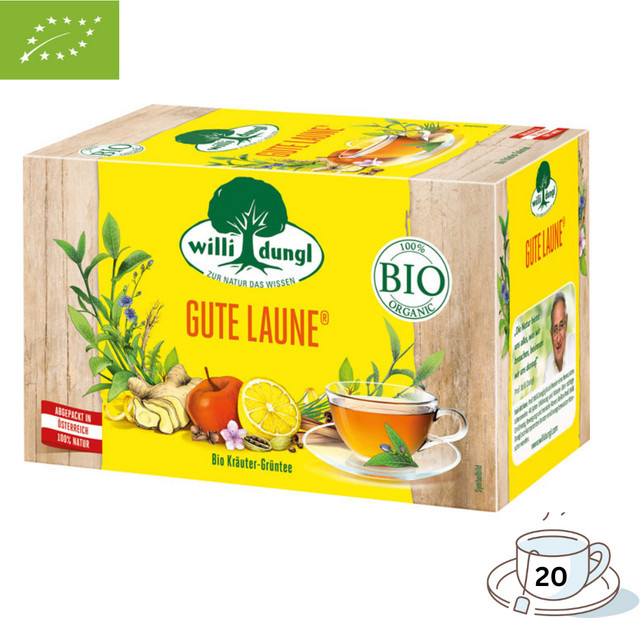 Willi Dungl Bio Tee Gute Laune, Kräuter-Grüntee, Teebeutel, 20 Stück, 40g - Bild 1