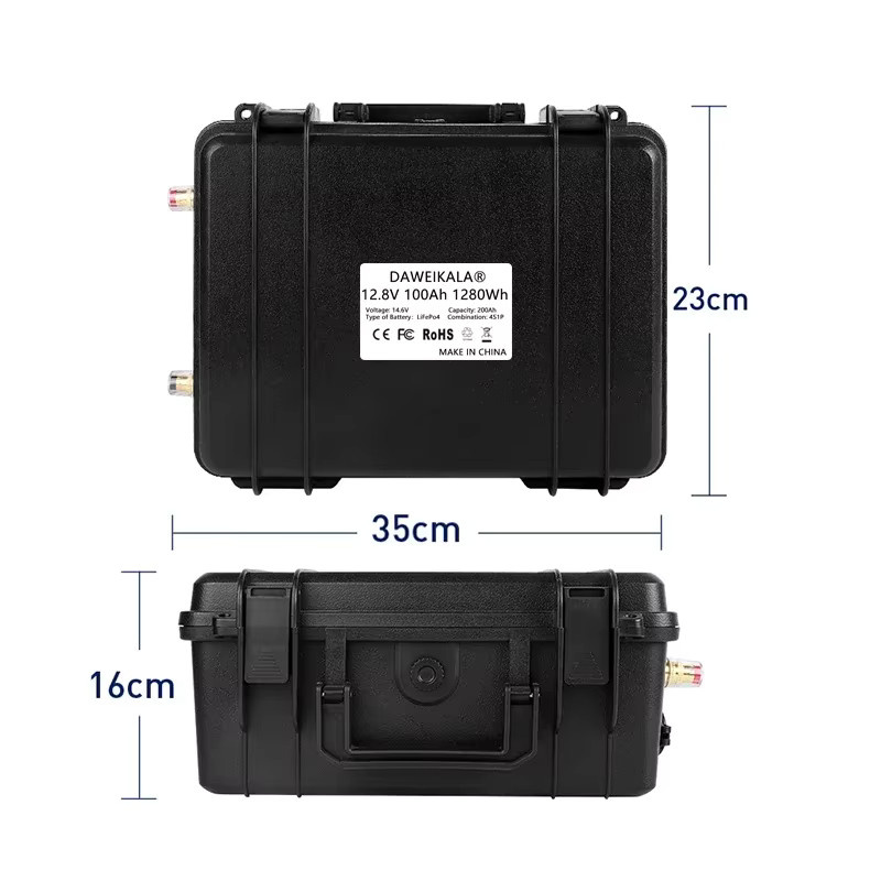 DAWEIKALA 12V 120Ah LiFePO4 Batterie Pack, Wasserdichte Lithium-Eisenphosphat Batterie in Schwarz für Golfkarren, Wohnmobile, Solar-Energiespeicher, Inverter und Boote - Bild 2