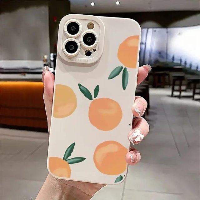 Stoßfeste Silikonhülle von Bai Fen Bai-Digital 3C mit Orange Frucht Grafik für iPhone 11 12 13 14 15 Pro Max XS XR X 7 8 Plus SE 2020 in Weiß - Bild 1