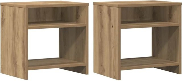 vidaXL Nachttische 2er Set im industriellen Stil aus Holzwerkstoff in Eiche Braun, B/T/H: 40 x 30 x 40 cm - Bild 1