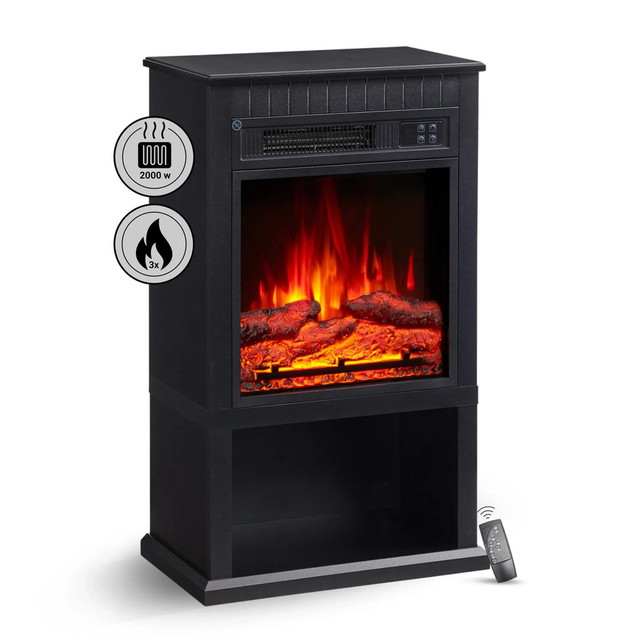 Balderia EM-BK Elektrokamin Standkamin mit 3D-Flammeneffekt und Bluetooth in Schwarz - Bild 2