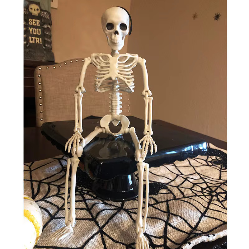 ZQCXLD Halloween Skelett aus weißem Plastik mit beweglichen Knochen als Horror-Deko für deine Party - Bild 3