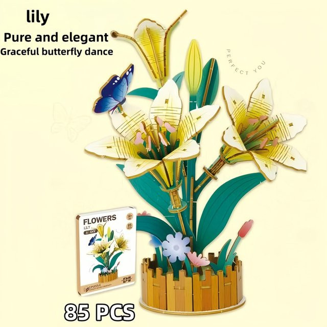 Linyi toy Blume, 3D Holz Modell, Bunt / Mehrfarbig, ab 14 Jahre - Bild 1