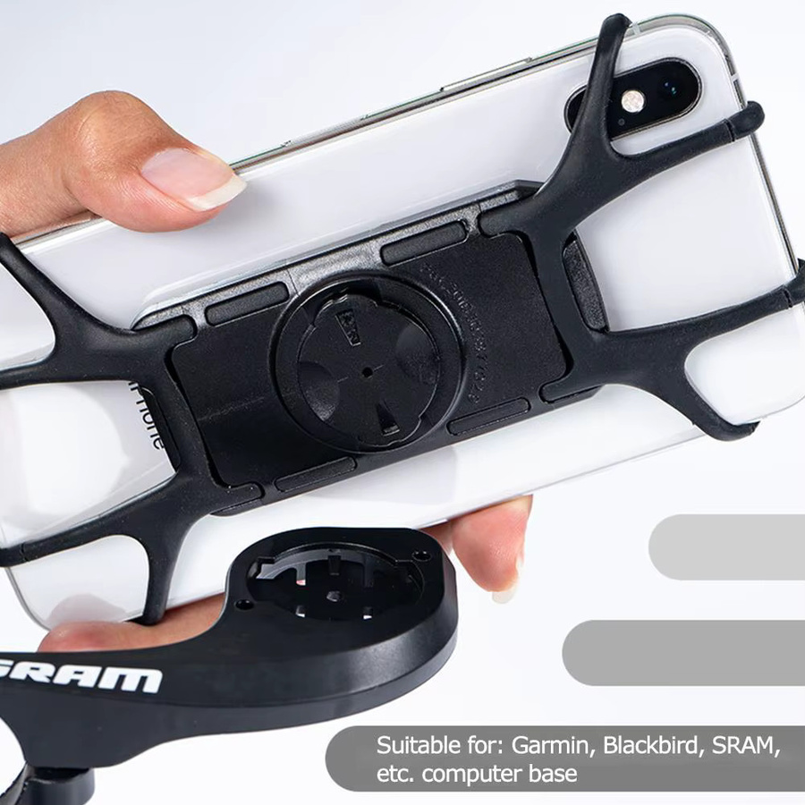 Stoßfeste Silikon-Handyhalterung für Fahrrad und Motorrad in Schwarz, kompatibel mit Garmin und SRAM - Bild 2