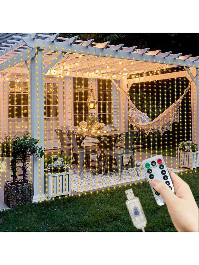 HOUHOM LED Vorhang Lichterkette mit 8 Modi und USB-Anschluss, RGB Multicolour, 6m Länge für Party, Hochzeit, Weihnachten und Garten-Dekoration - Bild 5