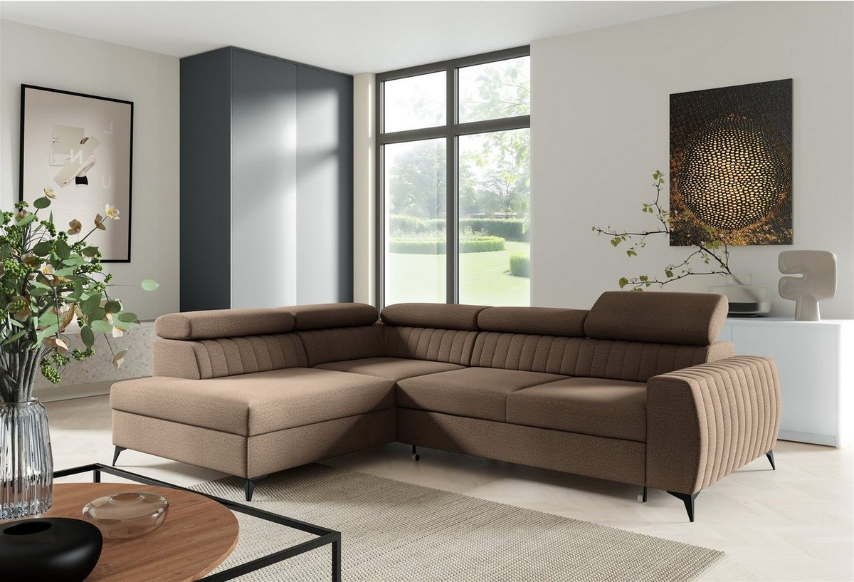 Fun Möbel Ecksofa Parker Stoff Element mit Schlaffunktion und einstellbaren Kopfstützen - Bild 1