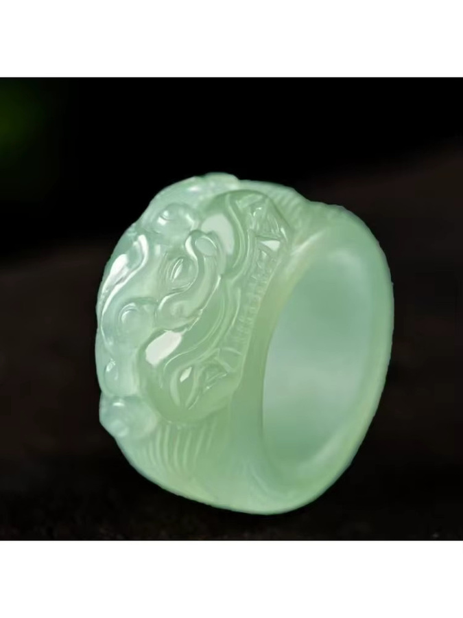 Ring Jade Pixiu, Weiß, Unisex, 20–21 mm - Bild 3