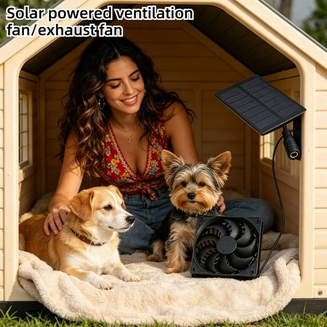 EESBAO Solarpanel-Abluftventilator 0,8W 4V energiesparender Lüfter in Grün und Schwarz für Außenbereich, Tierhaus, Hühnerstall, Wohnmobil und Gewächshaus - Bild 1
