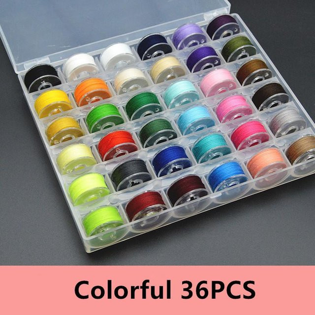 SZwatch Garnspulen Set aus Polyester mit Aufbewahrungsbox, 36 Farben, bunt - Bild 1