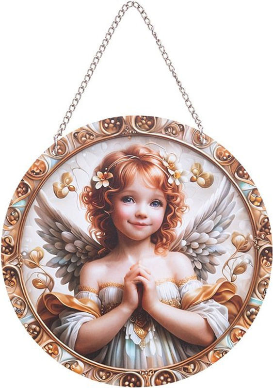 Hänge-Bild Engel im Vintage-Stil von viva domo, mehrfarbig und gold, quadratisch - Bild 1