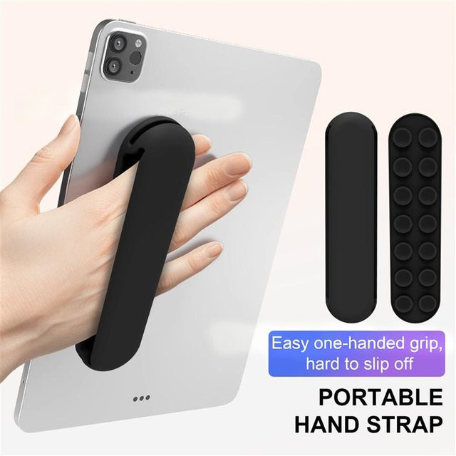 Silikon Handgelenk-Halterung für Tablet und Smartphone mit rutschfestem Armband, kompatibel mit iPhone, iPad und Android-Geräten, Farben: Pink und Schwarz - Bild 1