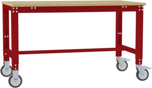 Manuflex AU7355.3003 Universal Arbeitstisch mobil mit Multiplexplatte, Rubin-Rot, B/T/H: 150 x 80 x 75,2-97,2 cm - Bild 1