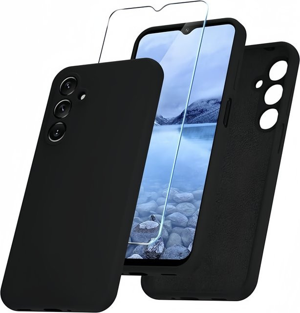 Stoßfeste Schutzhülle in Schwarz für Samsung Galaxy A17 inklusive 2 Stück Anti-Blau Panzerglas - Bild 1