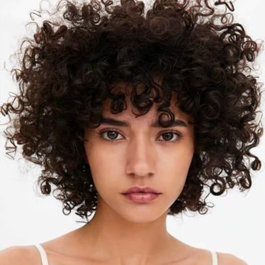 OYM HAIR Pixie-Perücke, kurze verworrene Locken, brasilianisches Remy-Echthaar - Bild 4