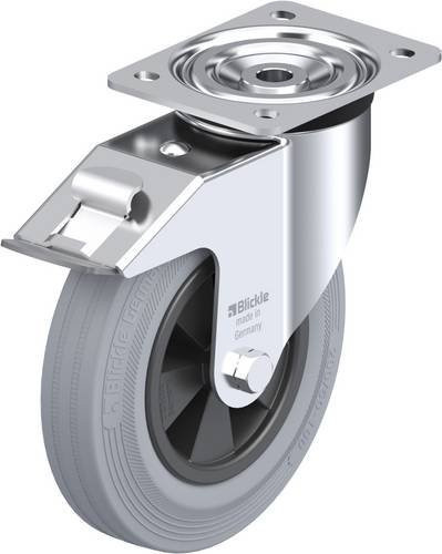 Blickle Lenkrolle L-VPP 200G-FI-SG mit Feststeller, Rad-Durchmesser: 20 cm, Tragfähigkeit: 205 kg, Farbe: Grau/Schwarz/Blau - Bild 1