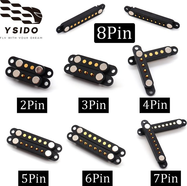YSIDO Magnetischer Pogo-Pin-Steckverbinder DC Stecker-Buchse-Verbinder in Schwarz - Bild 1