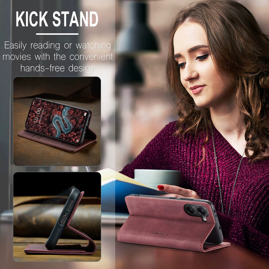 Leder Flip Case für Xiaomi Poco X7 X6 F7 M6 M7 Pro Ultra in Rot oder Braun mit Kickstand und Kartenhalter - Bild 2