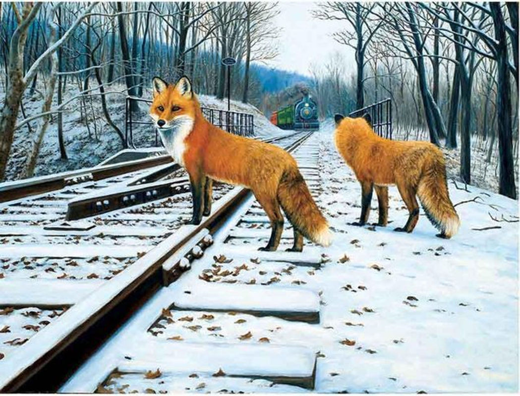 FIYO Diamantmalerei Schneefuchs mit Vollrundbohrern, mehrfarbige Diamantstickerei, B/H: 20 x 30 cm - Bild 1
