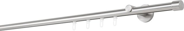 Ondeco Gardinenstange auf Maß Edelstahl-Optik, 1-lauf mit Wandträger und Gleiter, Innenlauf 20mm, Breite: 230 cm - Bild 1